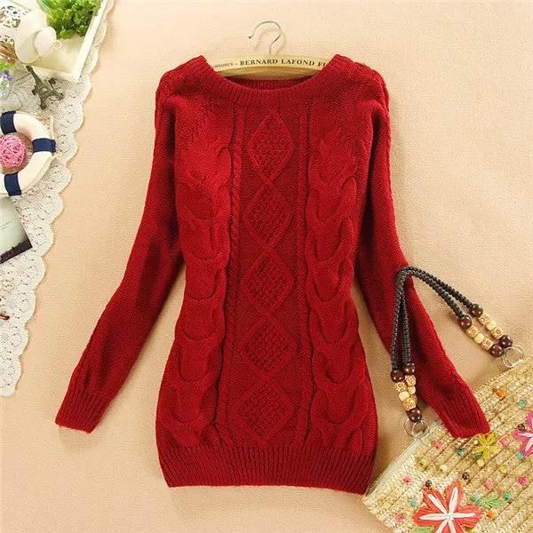 Brand New Autumn Winter Female Mohair Sweater Plus Size Knitted Long Sleeve O-neck Pullovers Hot  70077 GS