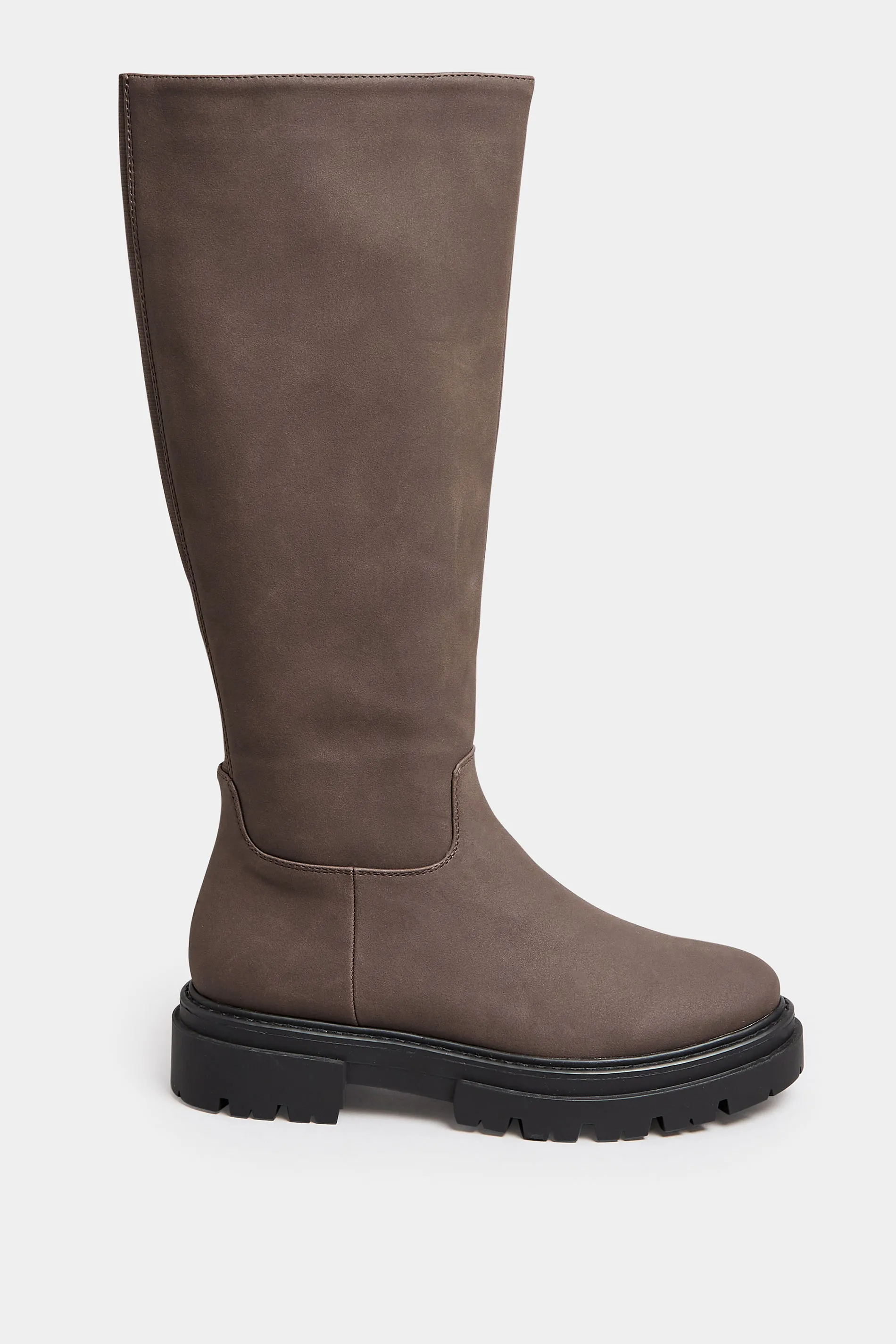 Brown Chunky Calf Boots In Wide E Fit & Wide EEE Fit