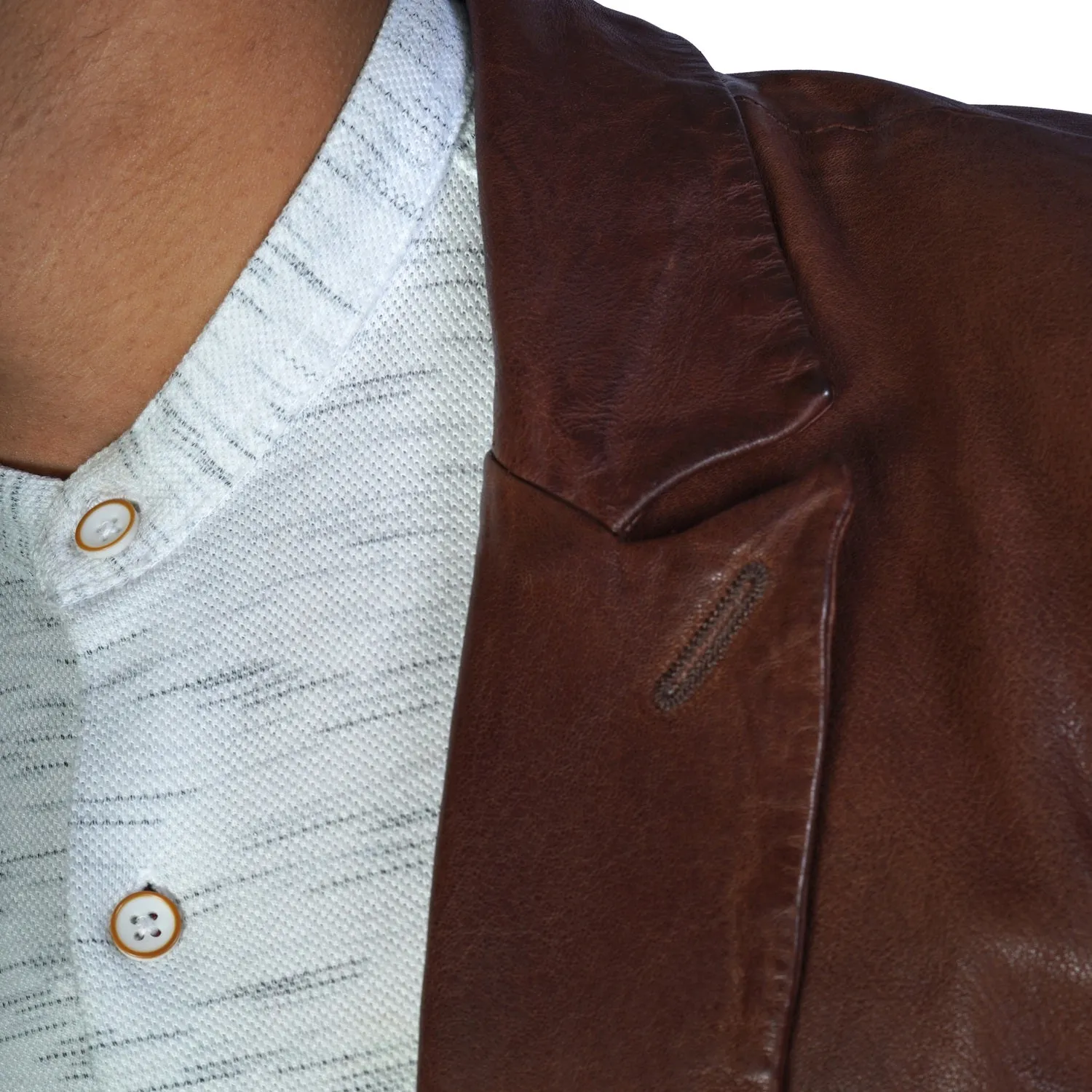 Brown High Veg Tanned Leather Blazer