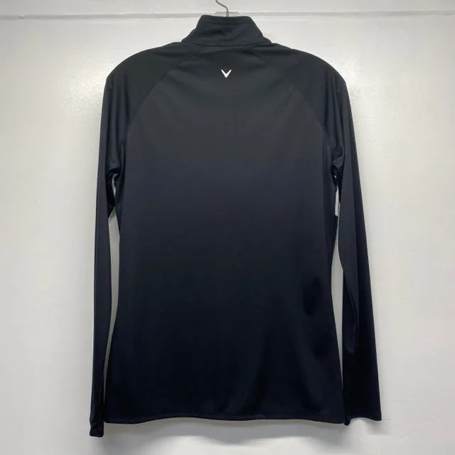 Callaway Size M Women's Black Color Block Zip Mock Neck Activewear Top