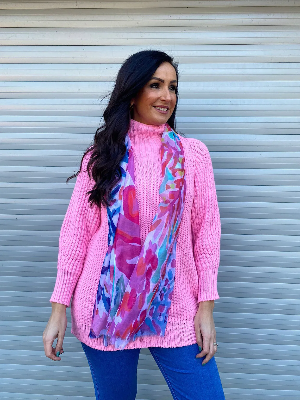 Candy Pink High Neck Knit Marilyn