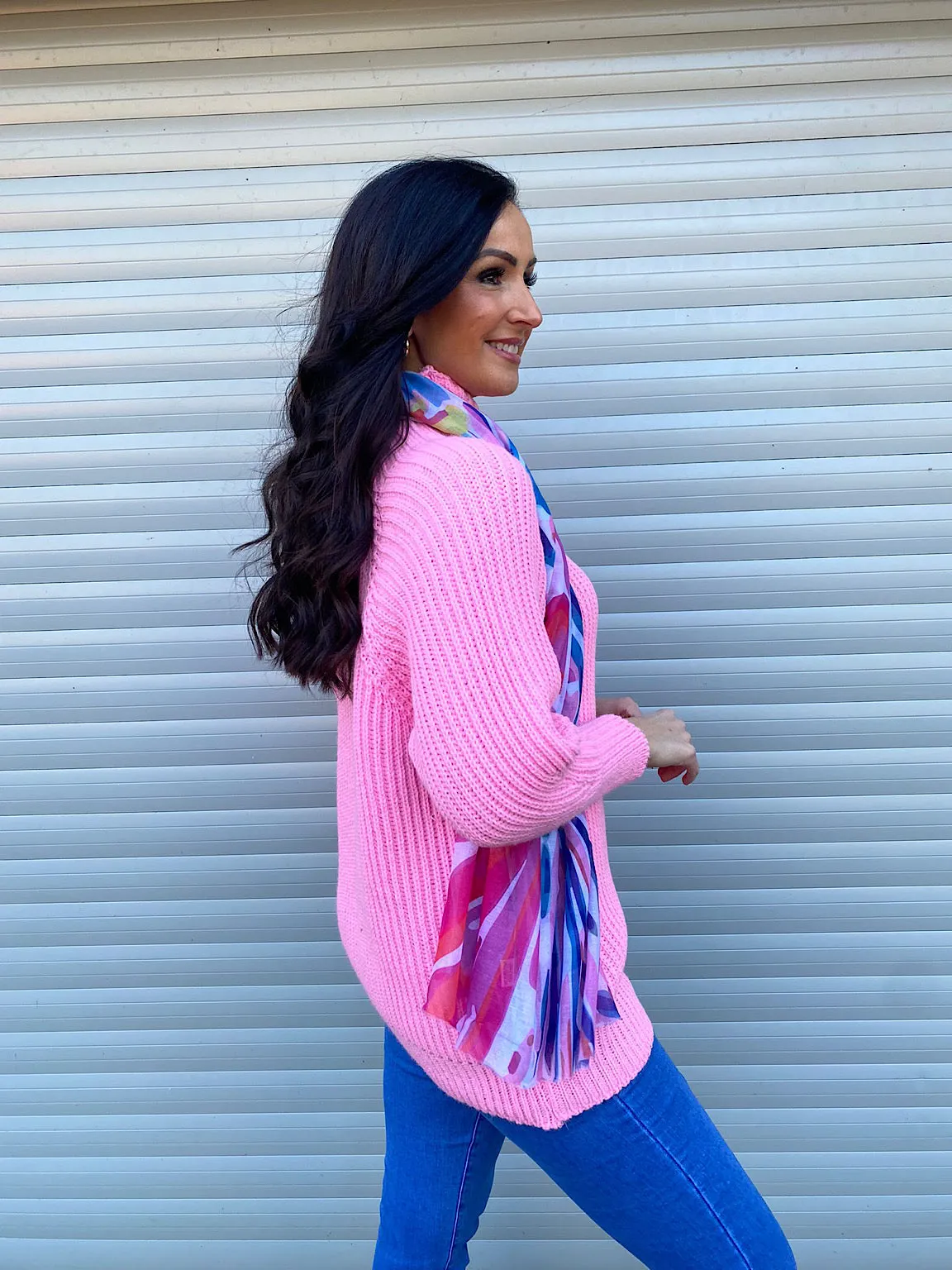 Candy Pink High Neck Knit Marilyn