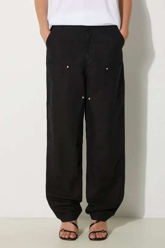 Carhartt WIP linen blend trousers Ethel Double Knee Pant black color I033573.8902