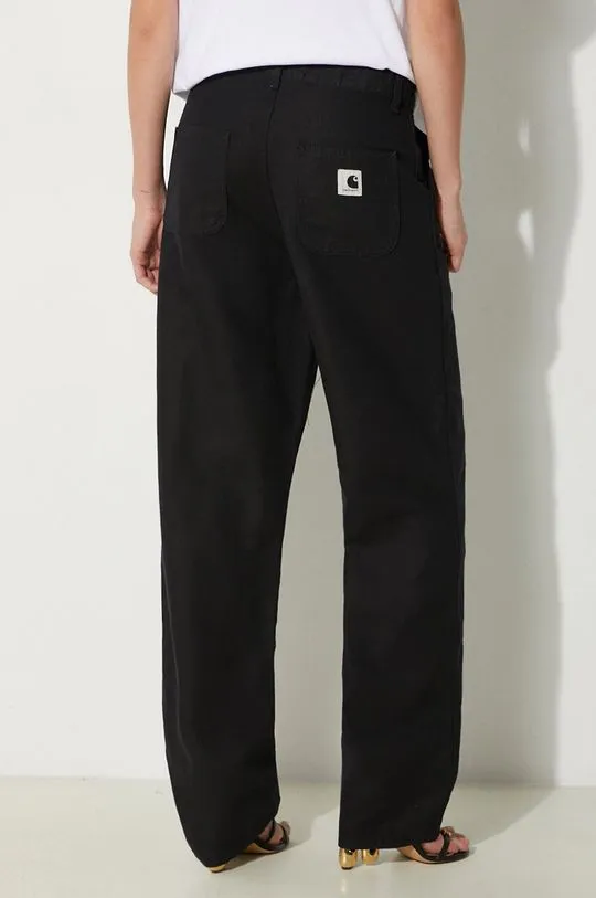 Carhartt WIP linen blend trousers Ethel Double Knee Pant black color I033573.8902