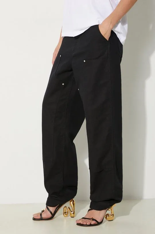 Carhartt WIP linen blend trousers Ethel Double Knee Pant black color I033573.8902