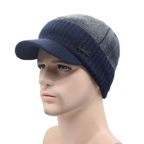 Casual Style Wool Scarf Balaclava Winter Beanie Hats for Men