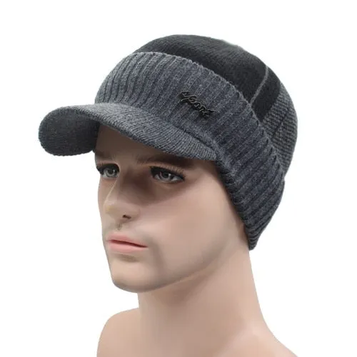 Casual Style Wool Scarf Balaclava Winter Beanie Hats for Men