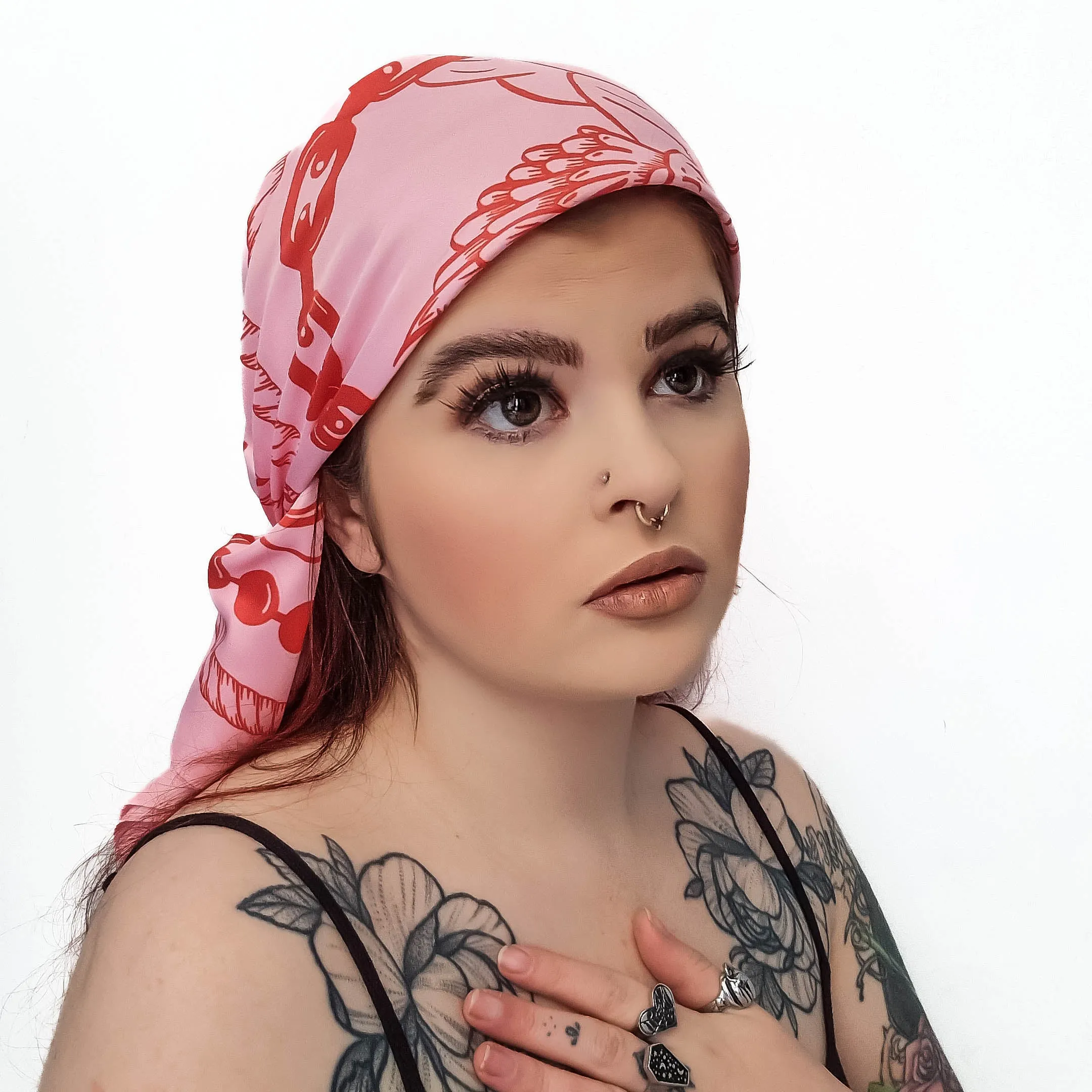 Chained Up Cupid Pink Headscarf