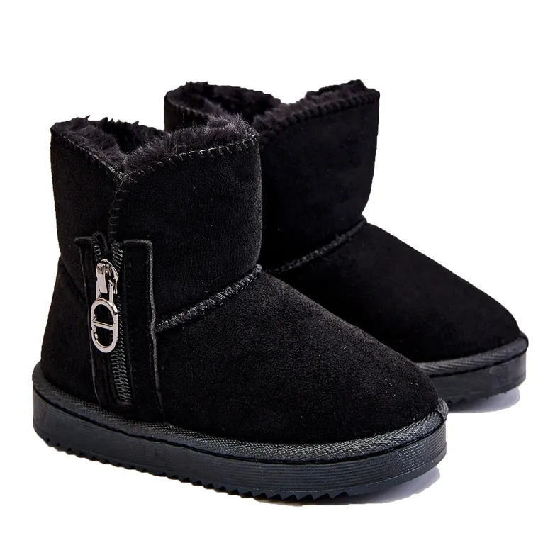 Children's Slip-on Warm Snow Boots Black Catellie