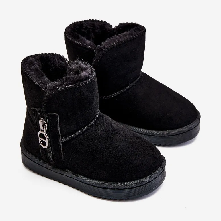 Children's Slip-on Warm Snow Boots Black Catellie