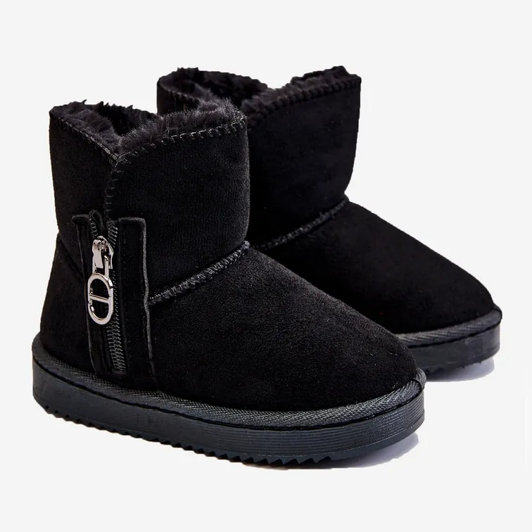 Children's Slip-on Warm Snow Boots Black Catellie