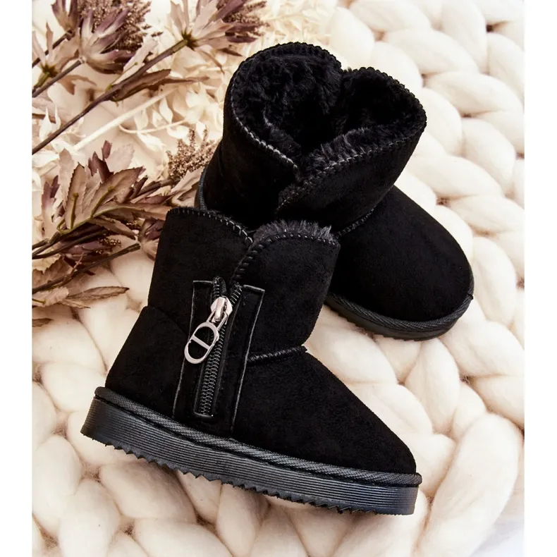 Children's Slip-on Warm Snow Boots Black Catellie