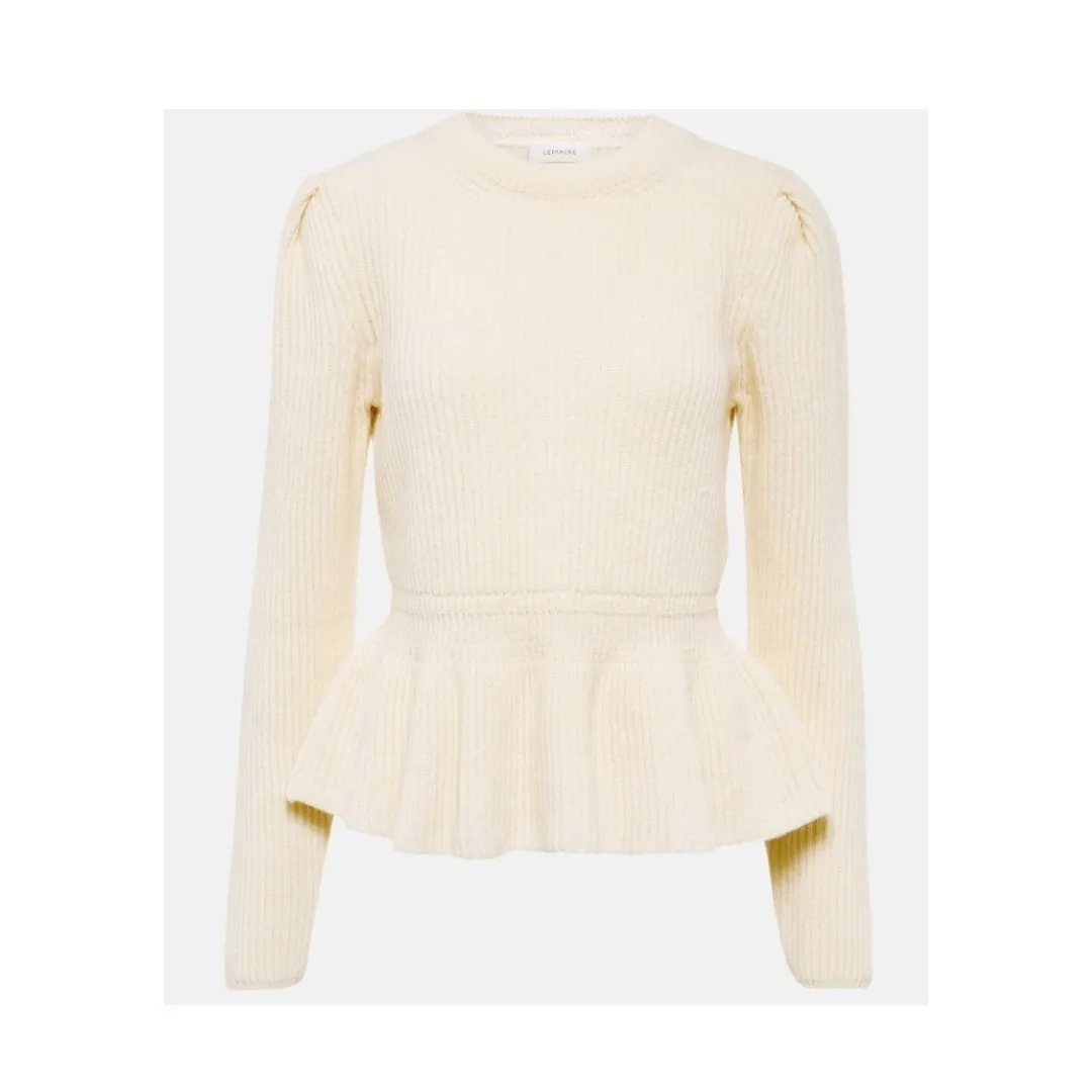 CHRISTOPHE LEMAIRE  |Crew Neck Casual Style Wool Long Sleeves Plain Puff Sleeves