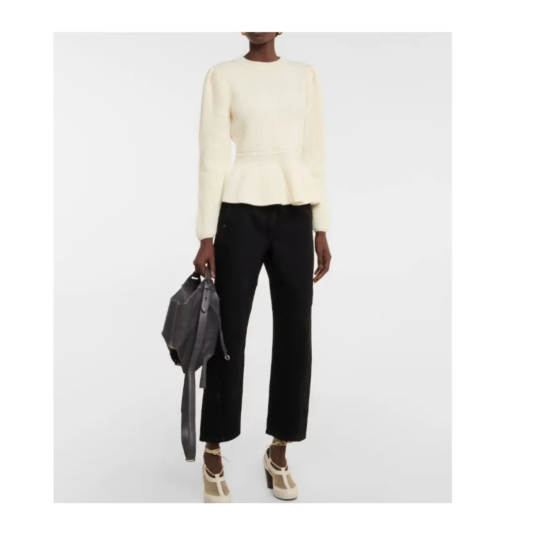 CHRISTOPHE LEMAIRE  |Crew Neck Casual Style Wool Long Sleeves Plain Puff Sleeves