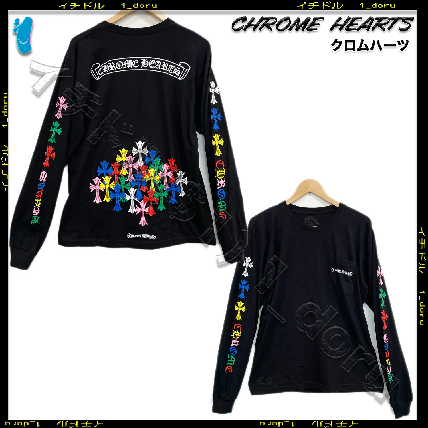 CHROME HEARTS  |Unisex Street Style U-Neck Long Sleeves Cotton