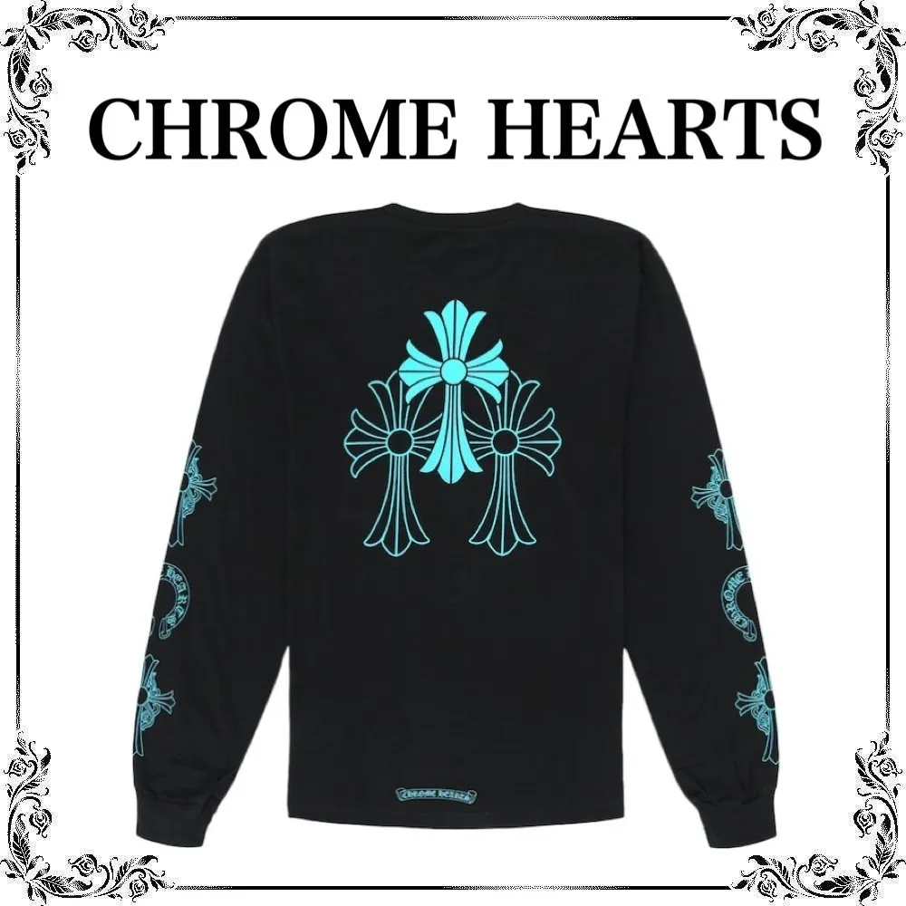 CHROME HEARTS  |Unisex Street Style U-Neck Long Sleeves Plain Cotton