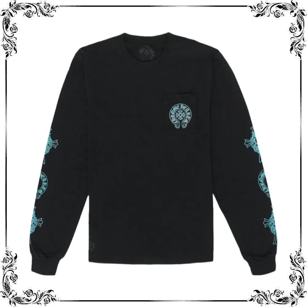 CHROME HEARTS  |Unisex Street Style U-Neck Long Sleeves Plain Cotton