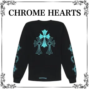 CHROME HEARTS  |Unisex Street Style U-Neck Long Sleeves Plain Cotton