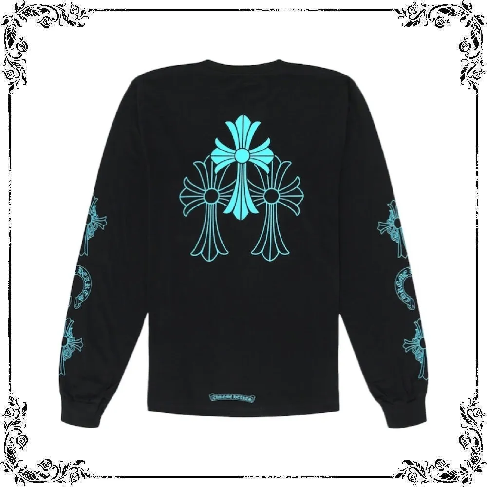 CHROME HEARTS  |Unisex Street Style U-Neck Long Sleeves Plain Cotton