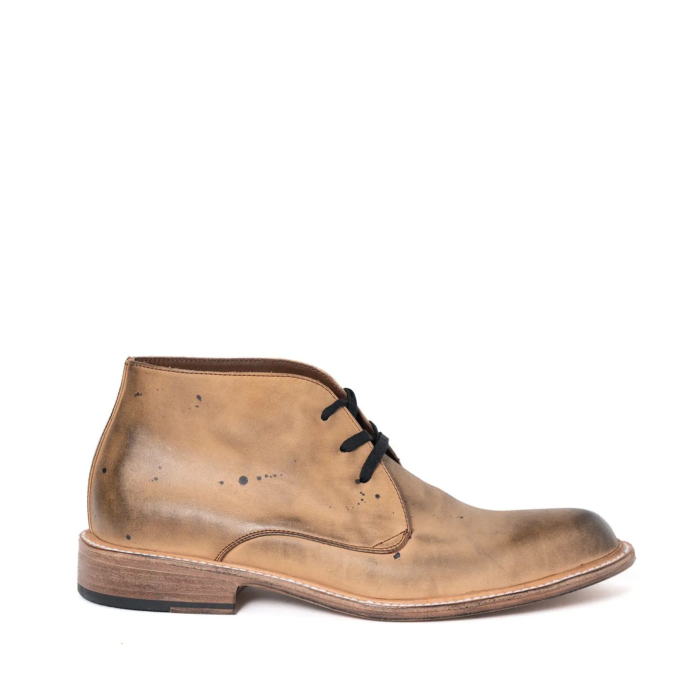 Chukka Boot- lace up/ Natural Leather w/ dark oil accents/ leather sole