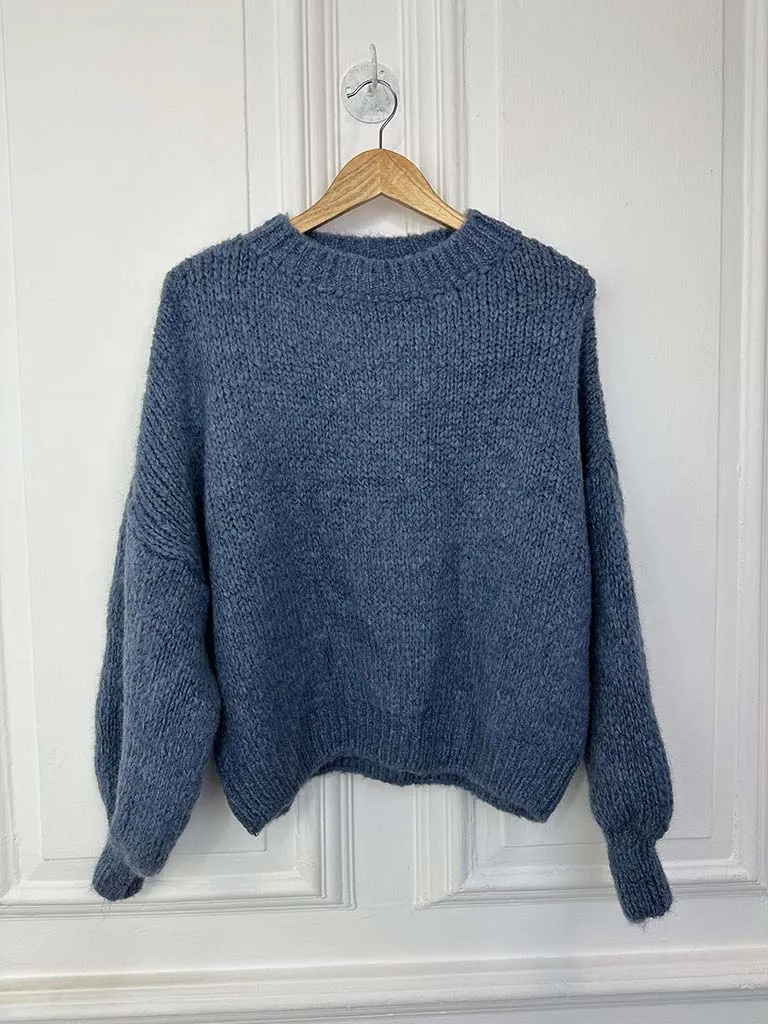 Chunky Balloon Sleeve Knit - Denim