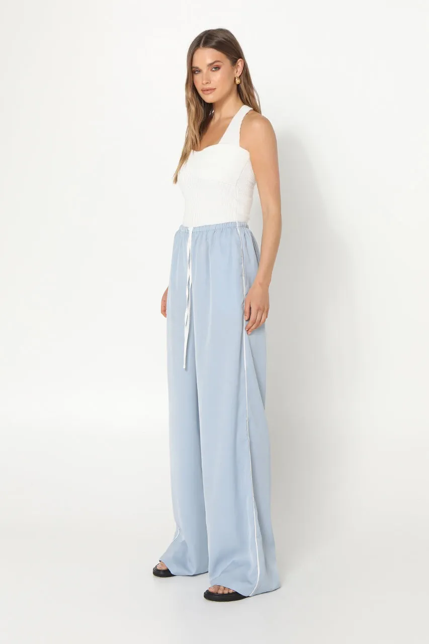 Clara Pants | Ocean/White