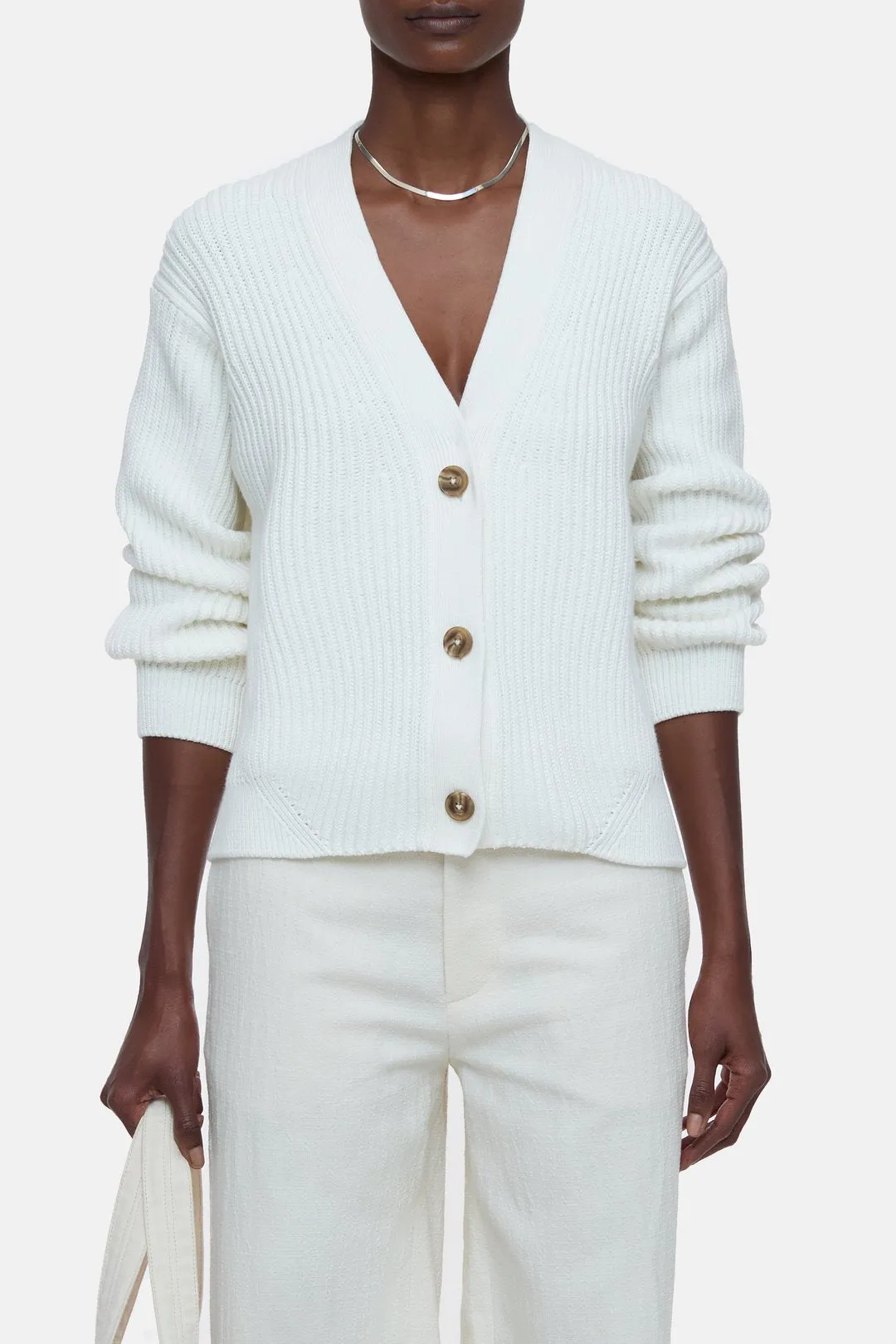 Closed Chunky Knit Cardigan White