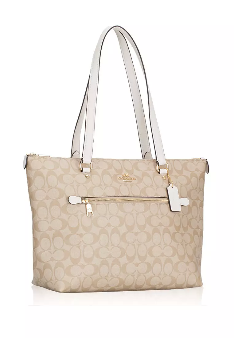 Coach Coach Signature Gallery Tote Bag - Light Brown/White