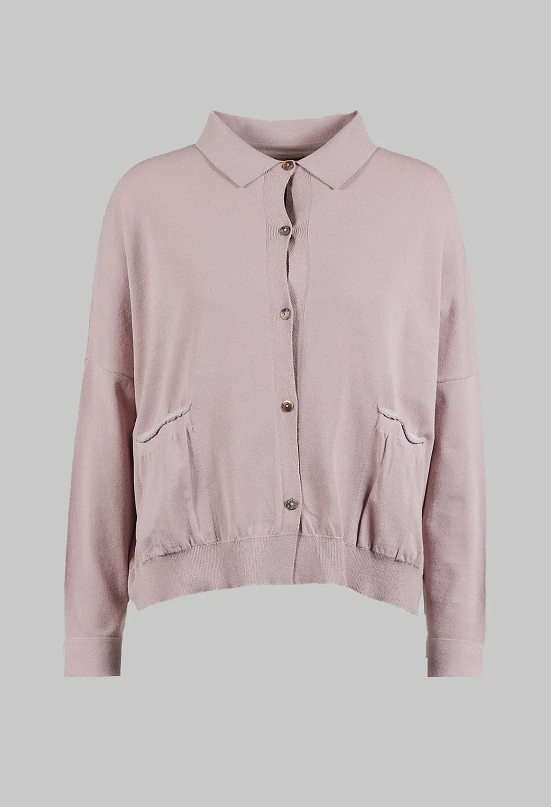 Collared Cardigan in Dusky Pink