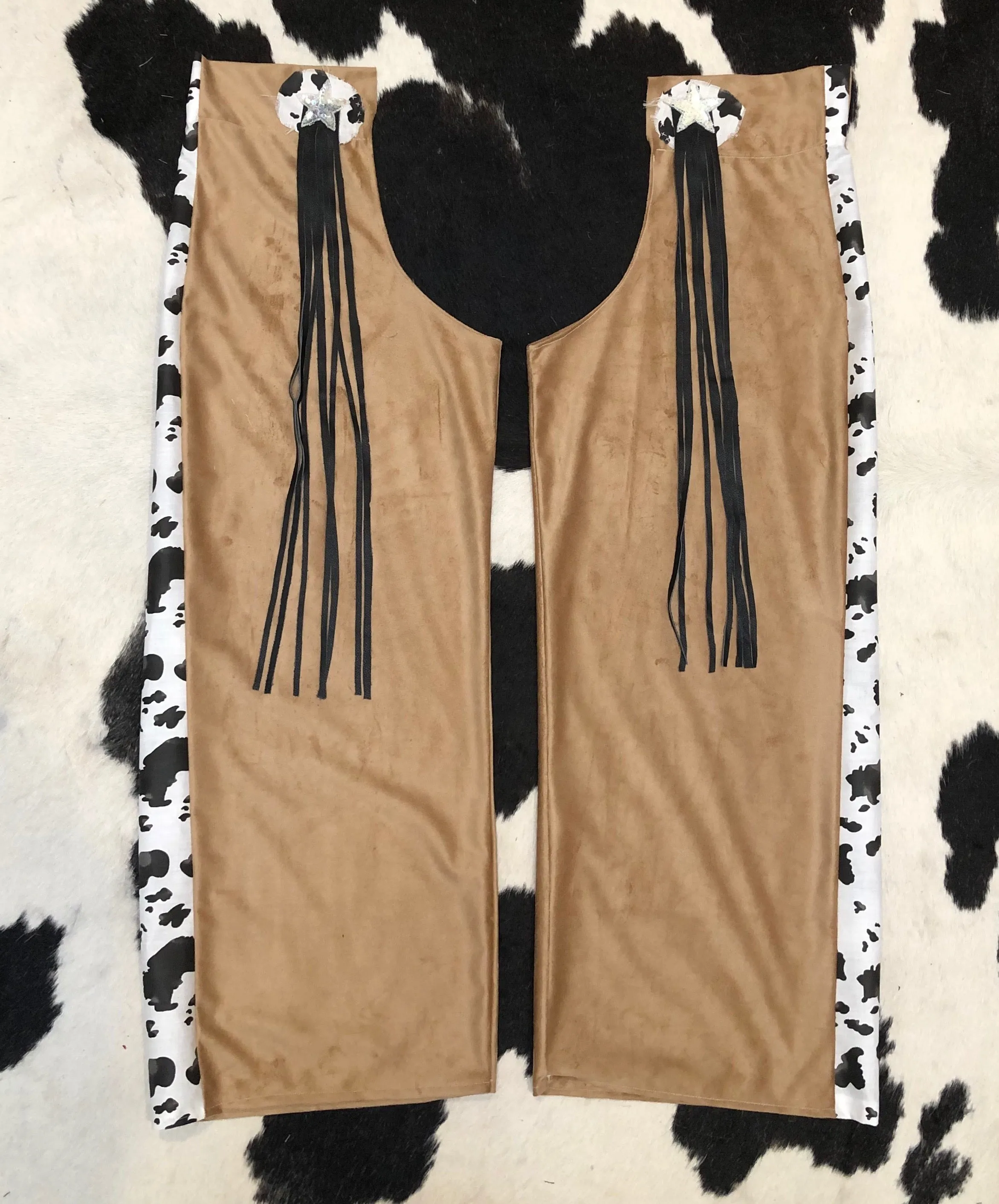 Cowhide Print Suede Chaps