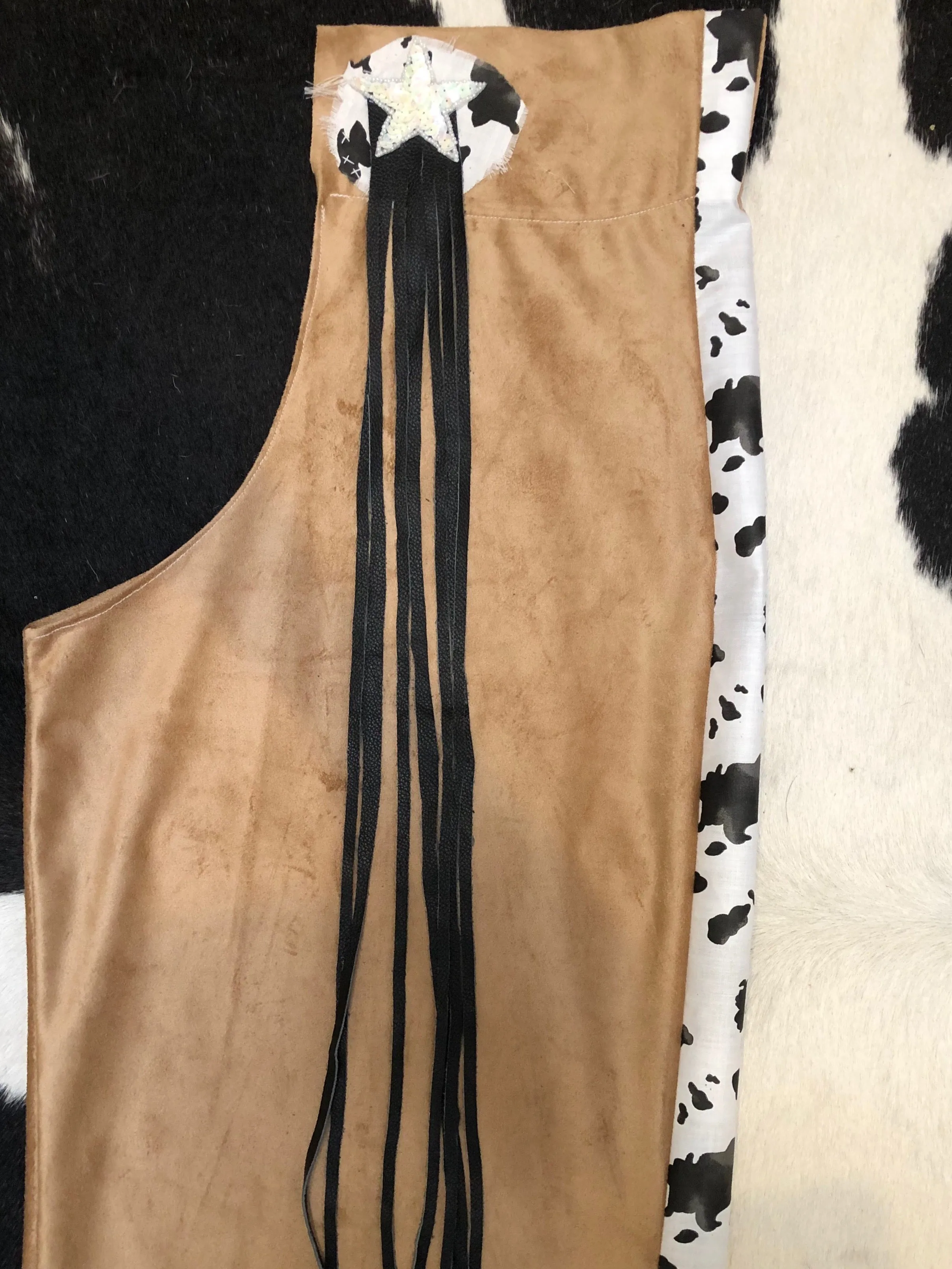 Cowhide Print Suede Chaps