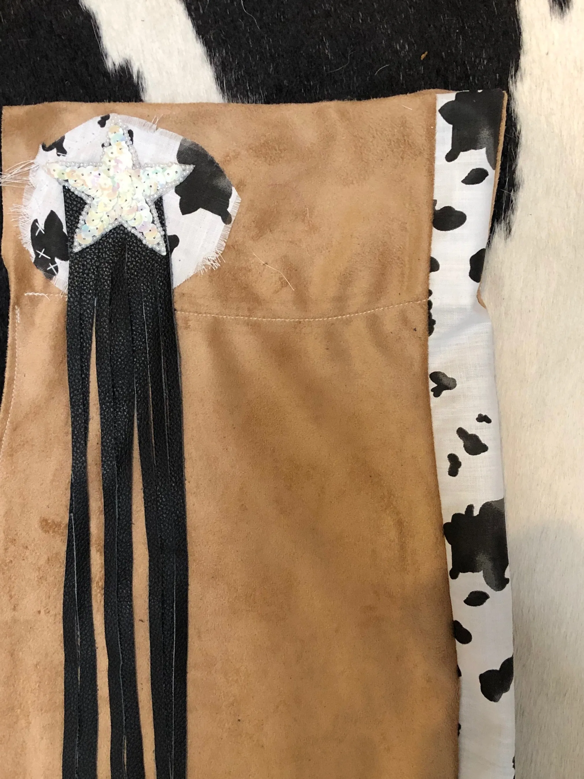 Cowhide Print Suede Chaps