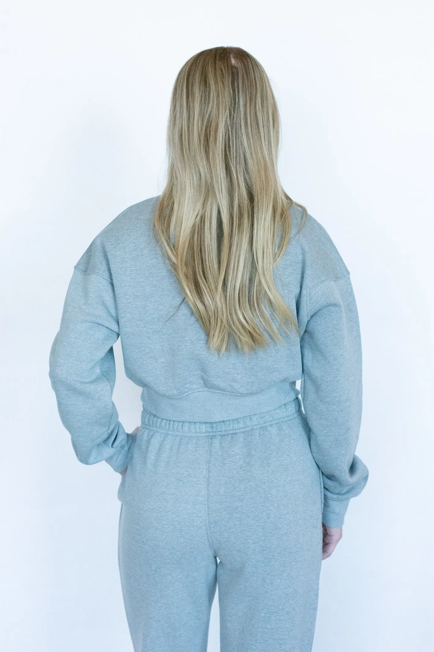 Cozy Plans Heather Grey Cropped Fleece Sweatshirt