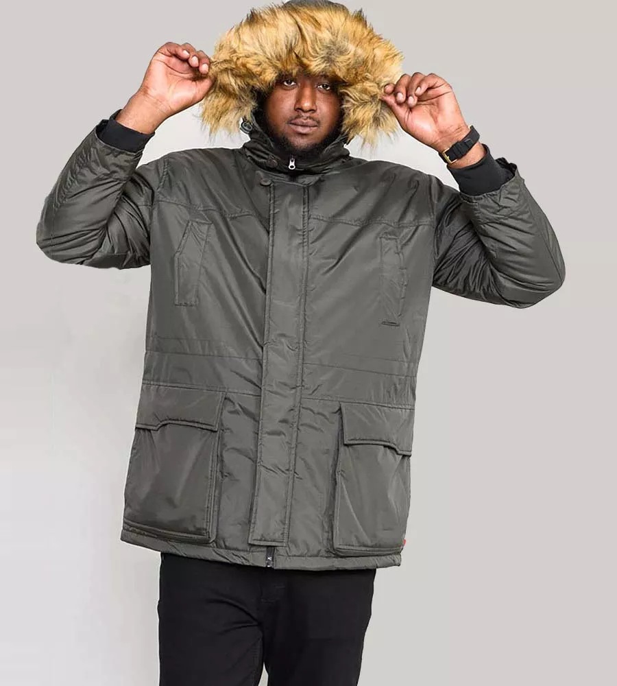 D555 Big Mens Parka Style Jacket With Detachable Fur Trim (LOVETT)