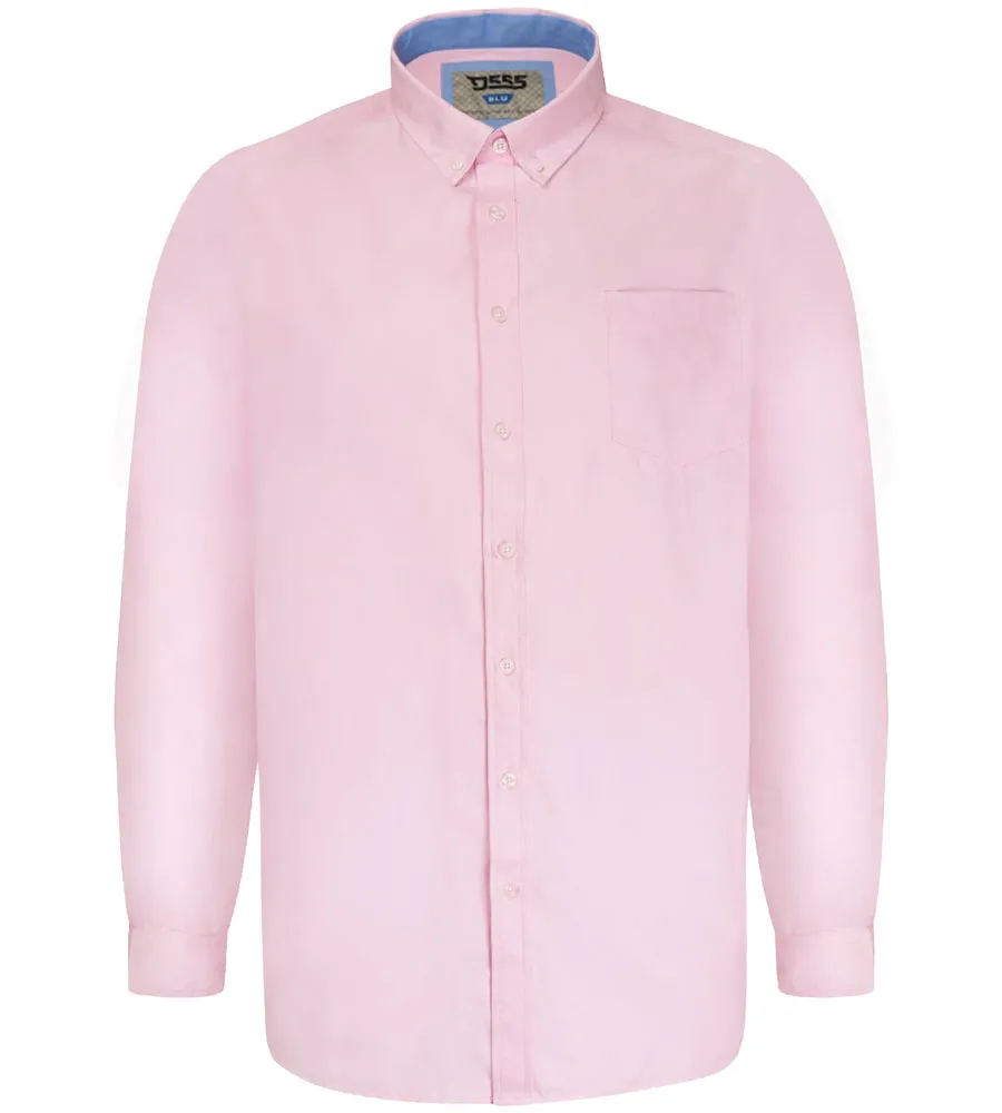 D555 Big Mens Pink Oxford Shirt With Long Sleeves (RICHARD PINK)