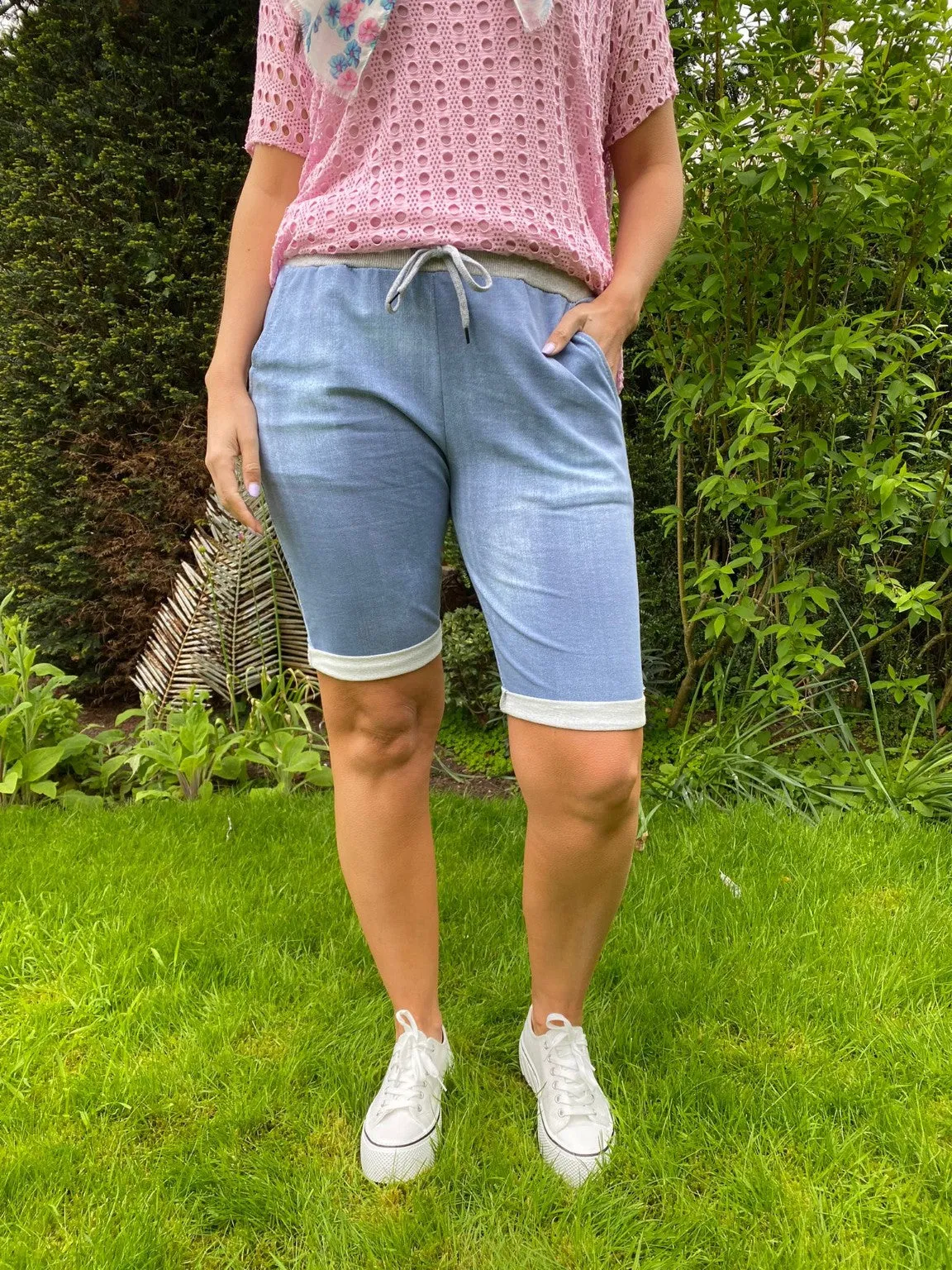 Denim Look Jogger Shorts