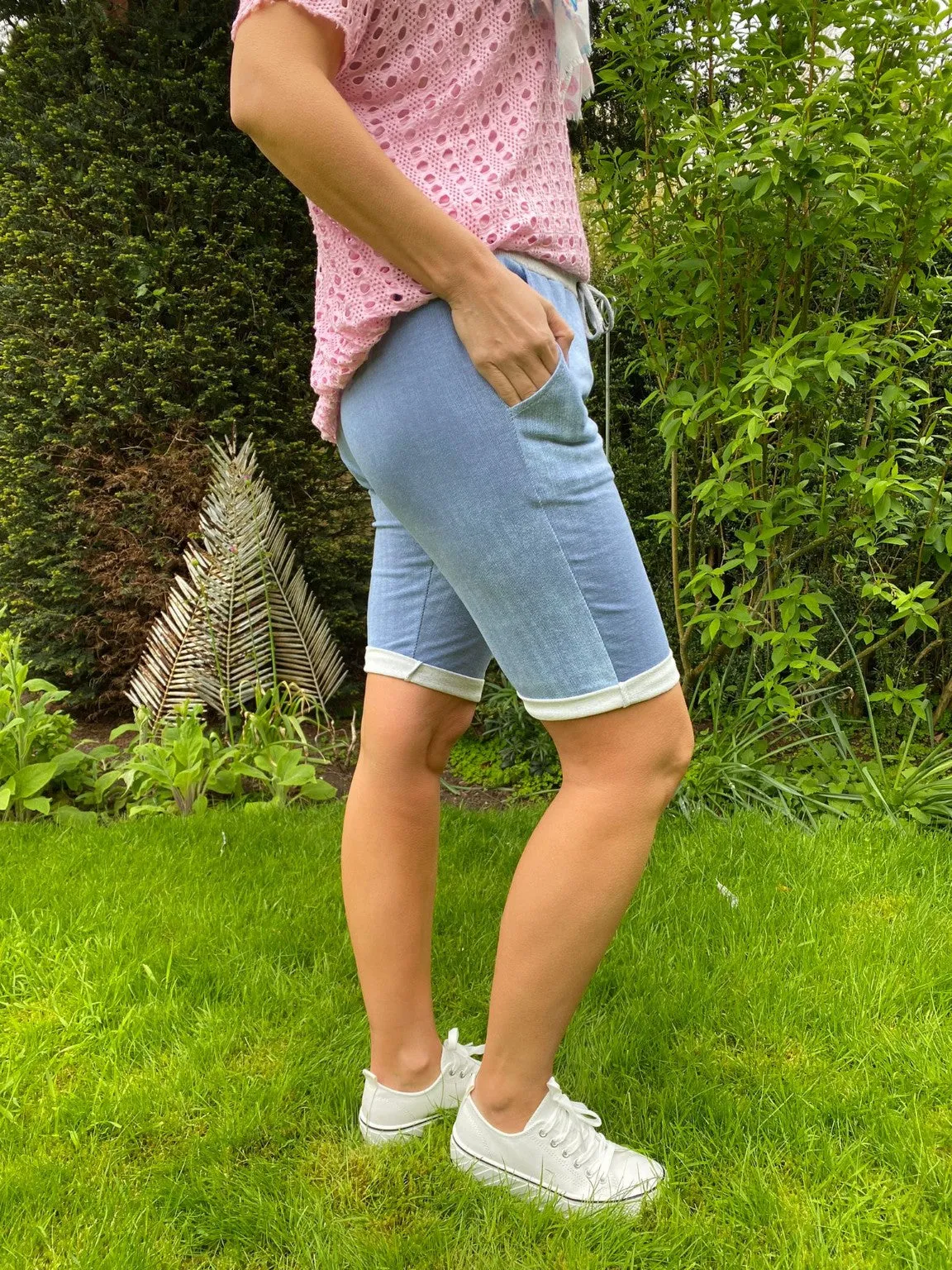 Denim Look Jogger Shorts