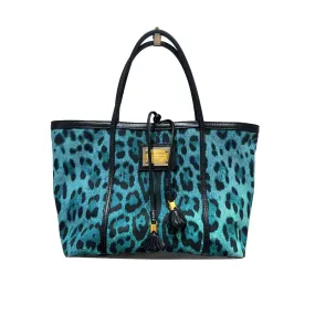 Dolce and Gabbana Blue Animal Print Tote Bag