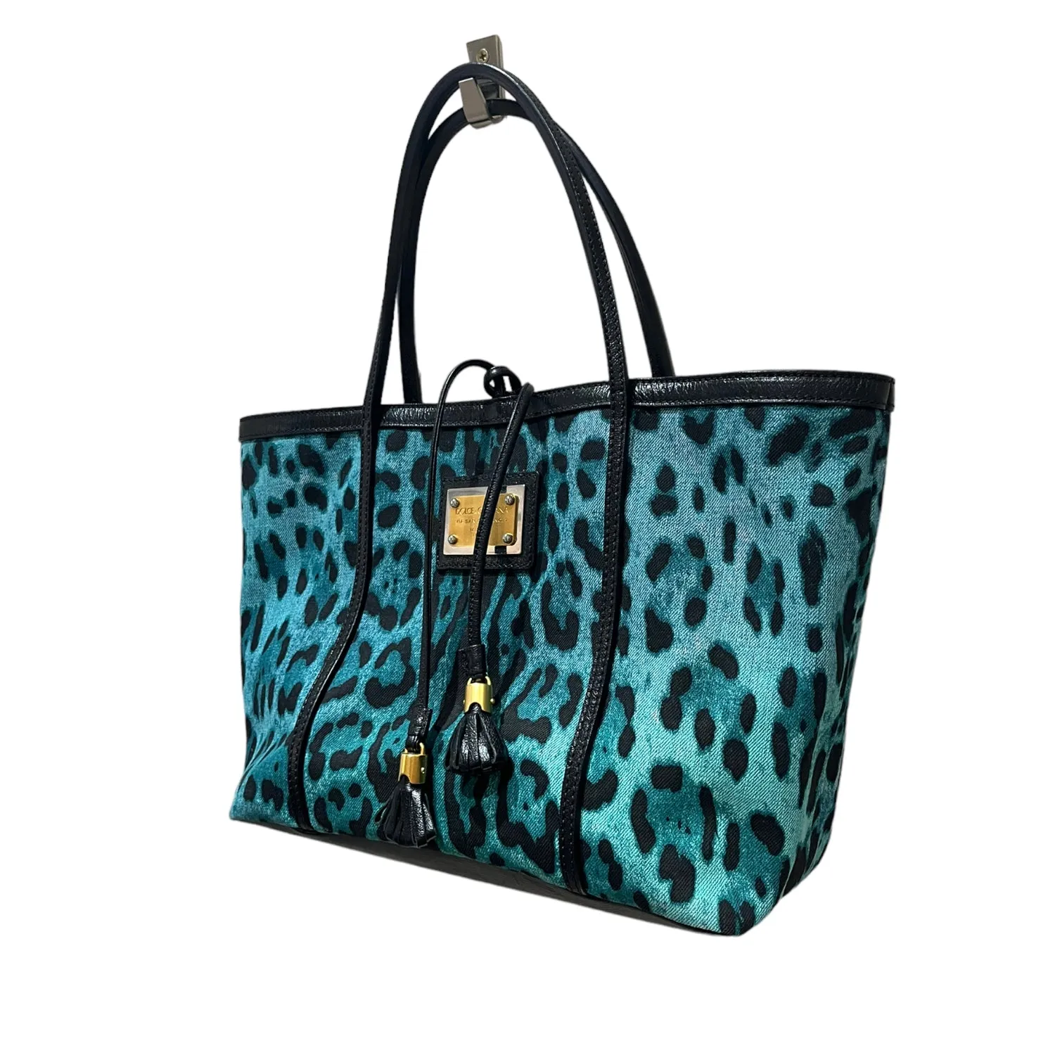 Dolce and Gabbana Blue Animal Print Tote Bag