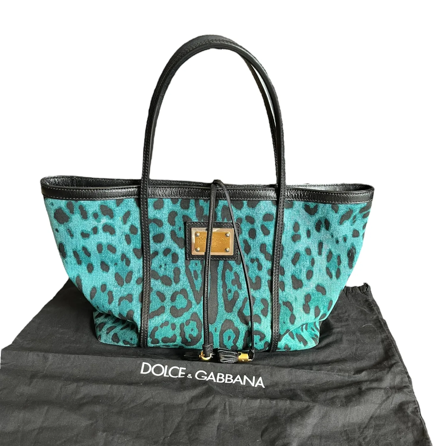 Dolce and Gabbana Blue Animal Print Tote Bag