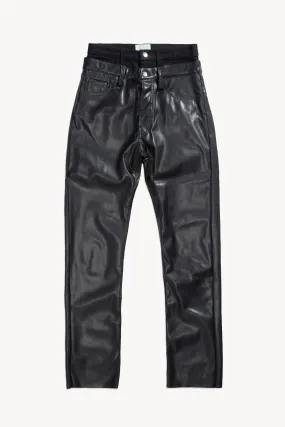 Double Waisted Faux Leather Jeans