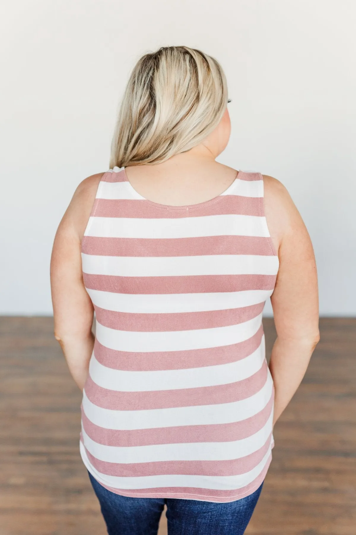 Dreamy Days Striped Button Tank- Ivory & Dusty Peach