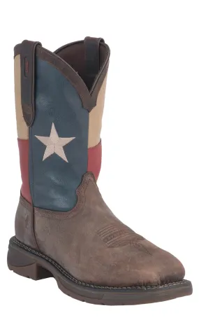 Durango Men's Rebel Distressed Brown and Texas Flag Square Steel Toe Work Boot