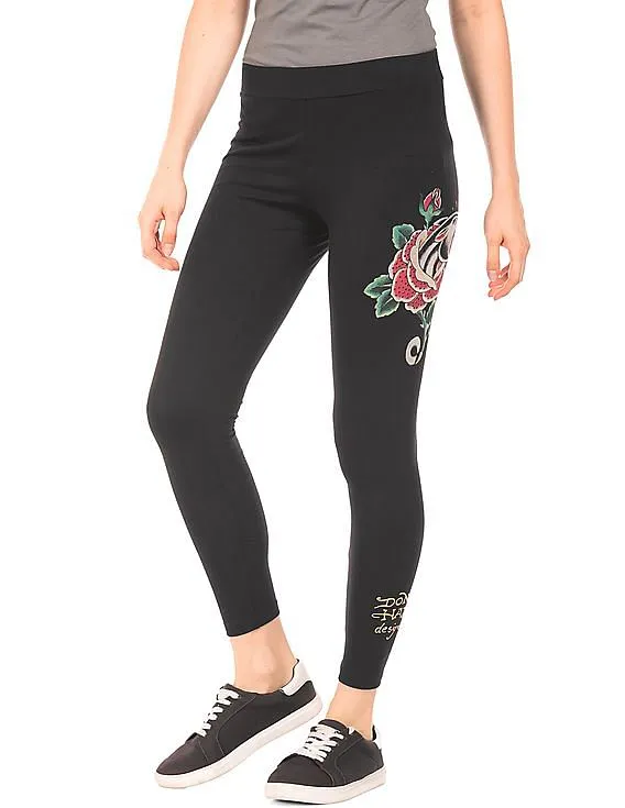 EdHardy Women Printed Cotton Spandex Leggings