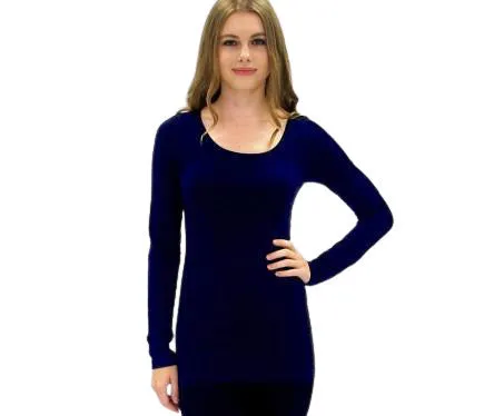 Elietian Solid Long Sleeve Scoop Neck Layering Top