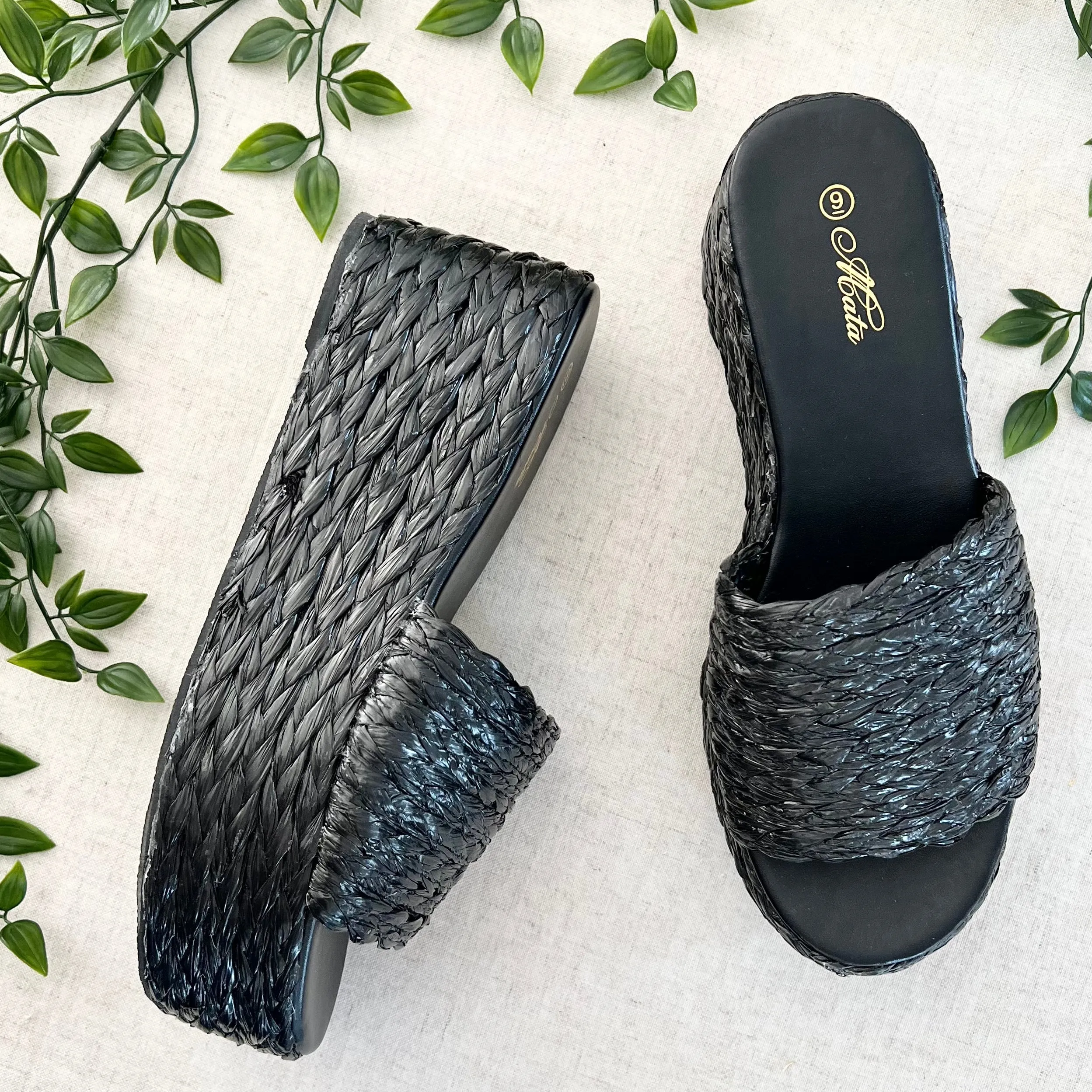 Espadrille Platform Sandals - Black