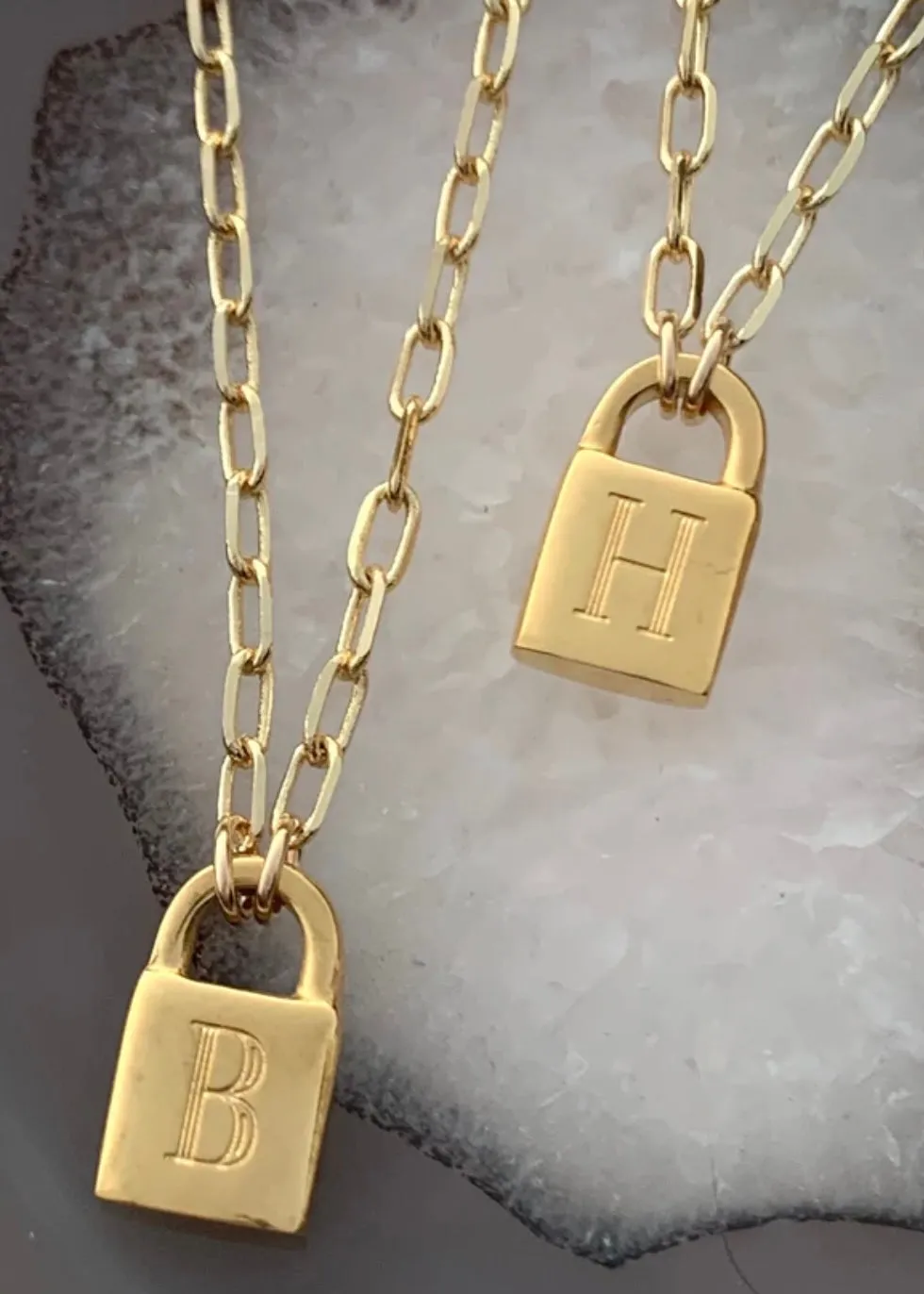 Farrah B Initial Lock Necklace