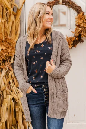 Feeling Grateful Knit Cardigan- Truffle