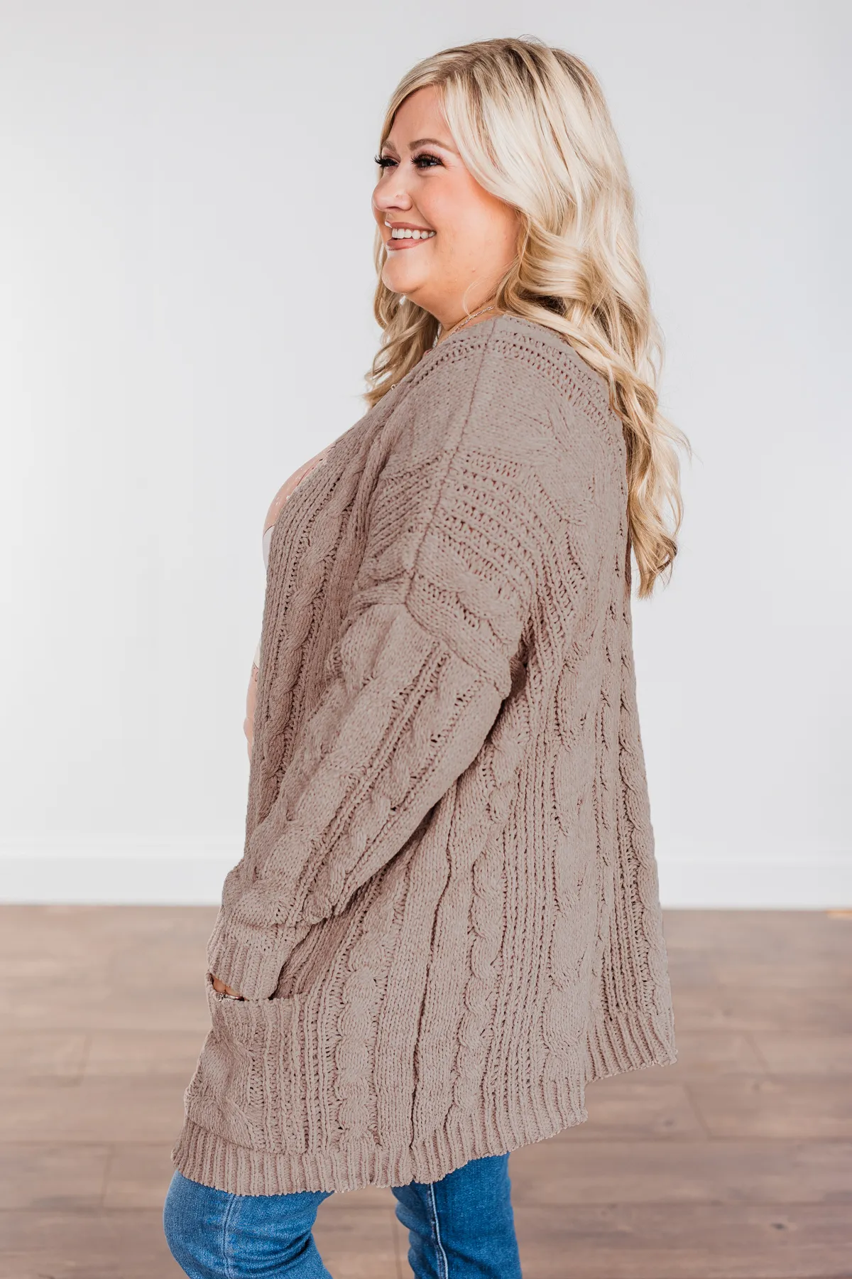 Feeling Grateful Knit Cardigan- Truffle