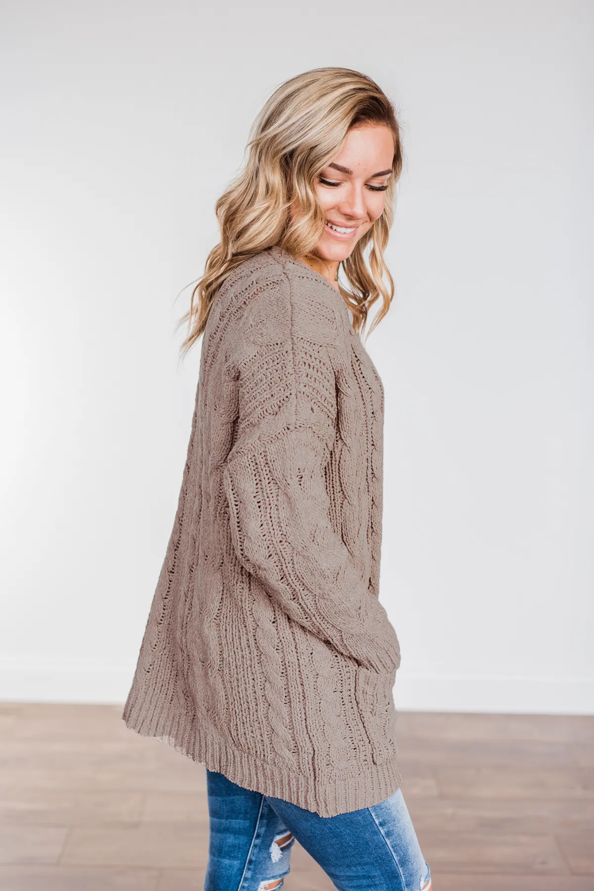 Feeling Grateful Knit Cardigan- Truffle